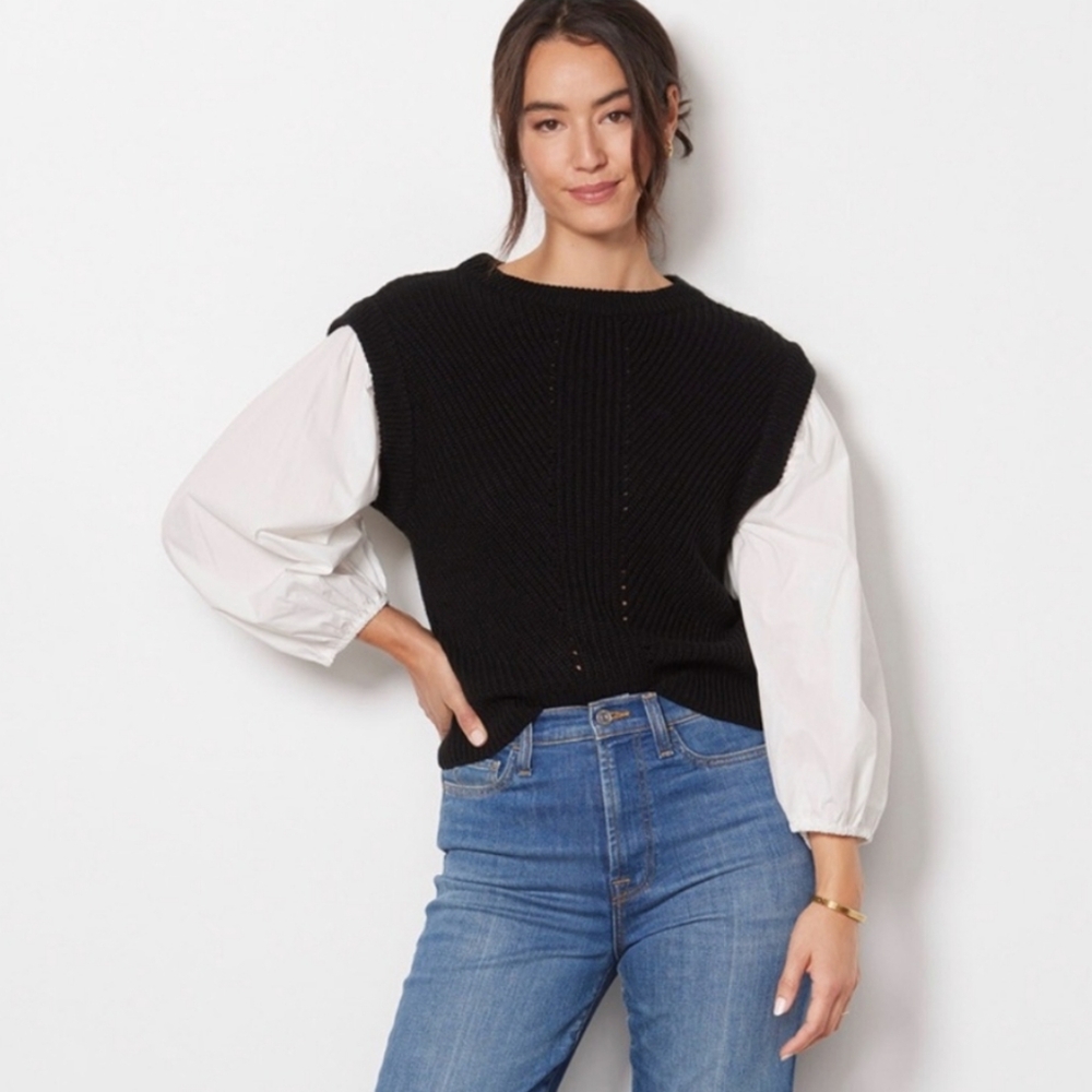 Sanctuary White And Black 2 Become 1 Sweater NEW